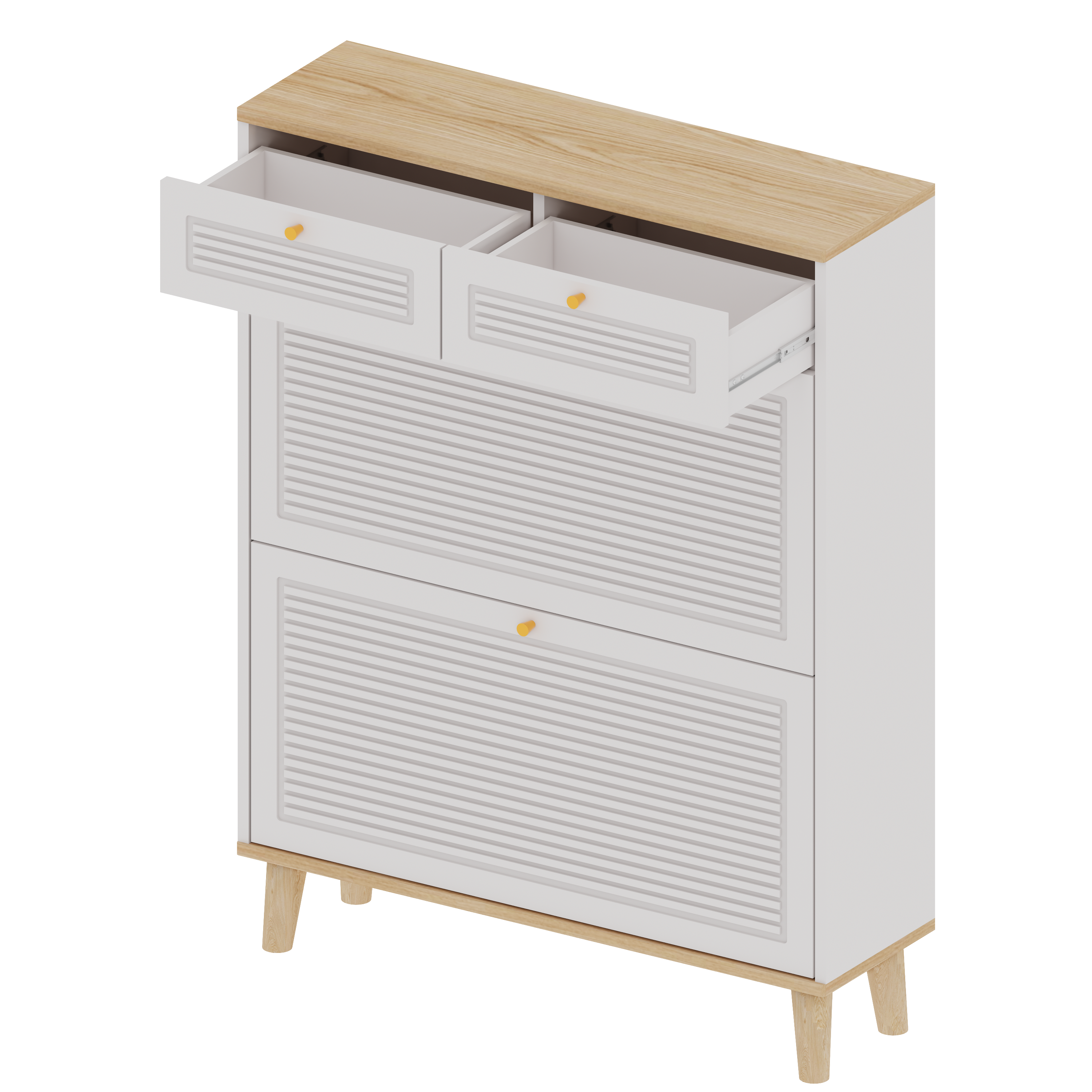Shoe Cabinet with 2 Flip-Up Doors and Drawers