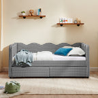Twin Size Cozy Gingham Daybed with Two Storage Drawers