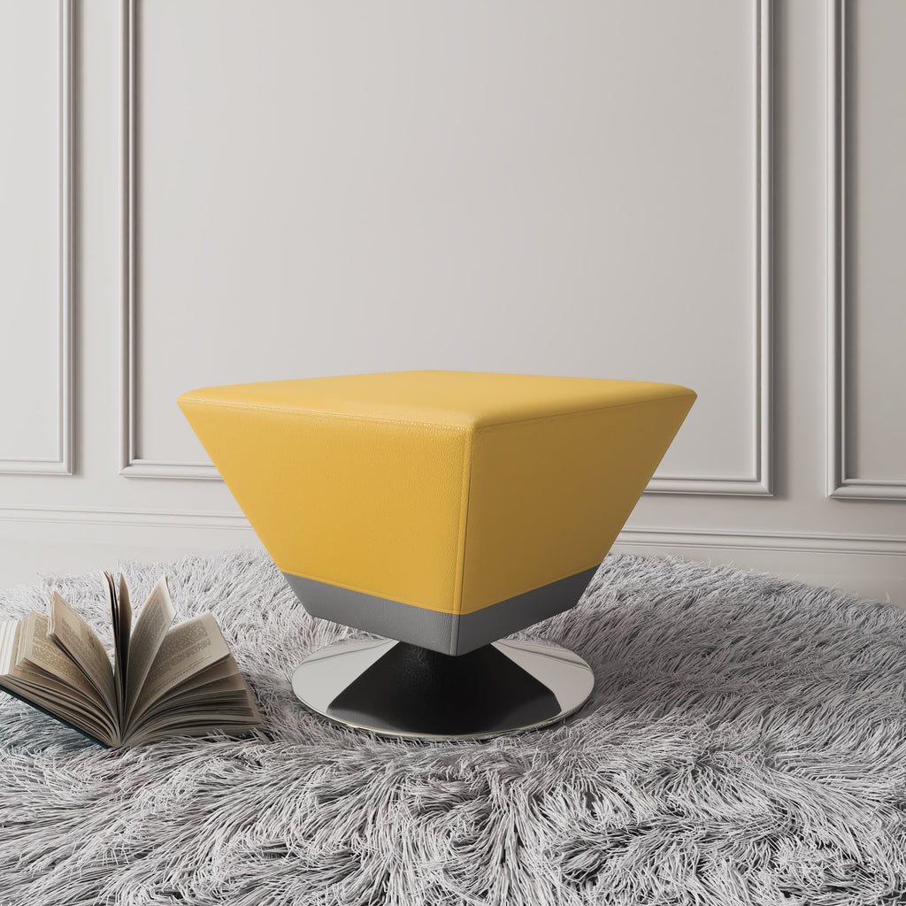 Diamond Vegan Leather Accent Ottoman