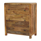 Solid Wood Oakish Three Drawer Chest