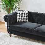 Chesterfield Velvet Upholstery Fabric Sofa - 3 Seater