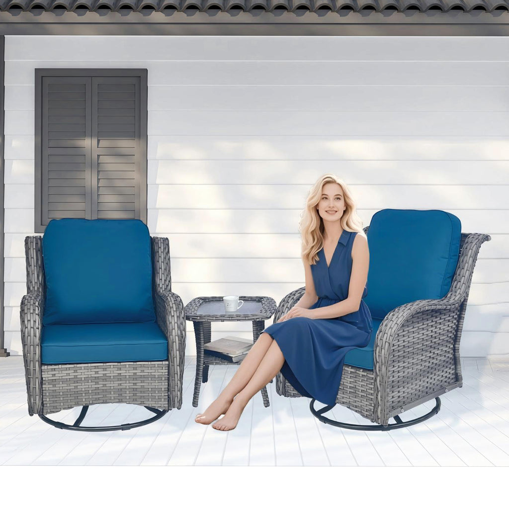 3 Piece Wicker Patio Furniture Set