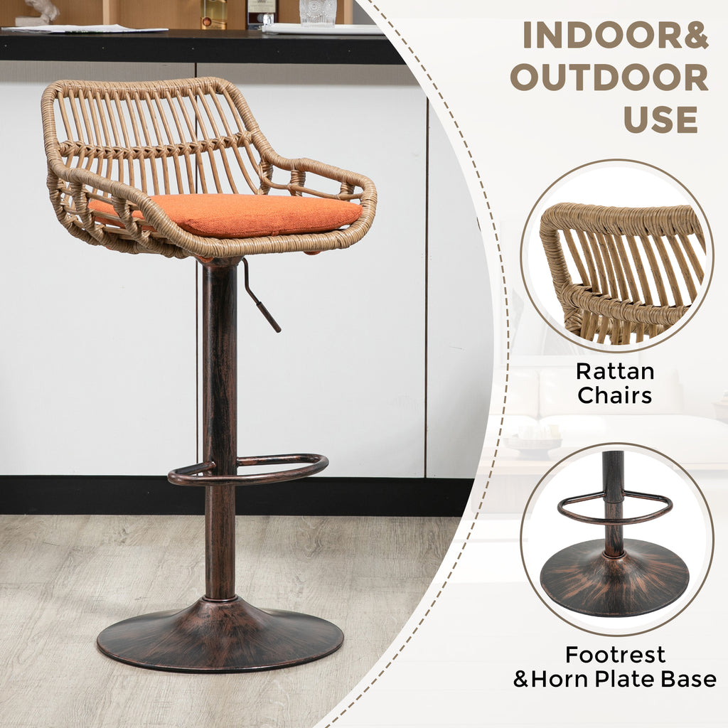 Modern Swivel Bar Stools Set of 2 Adjustable Counter Height Chairs
