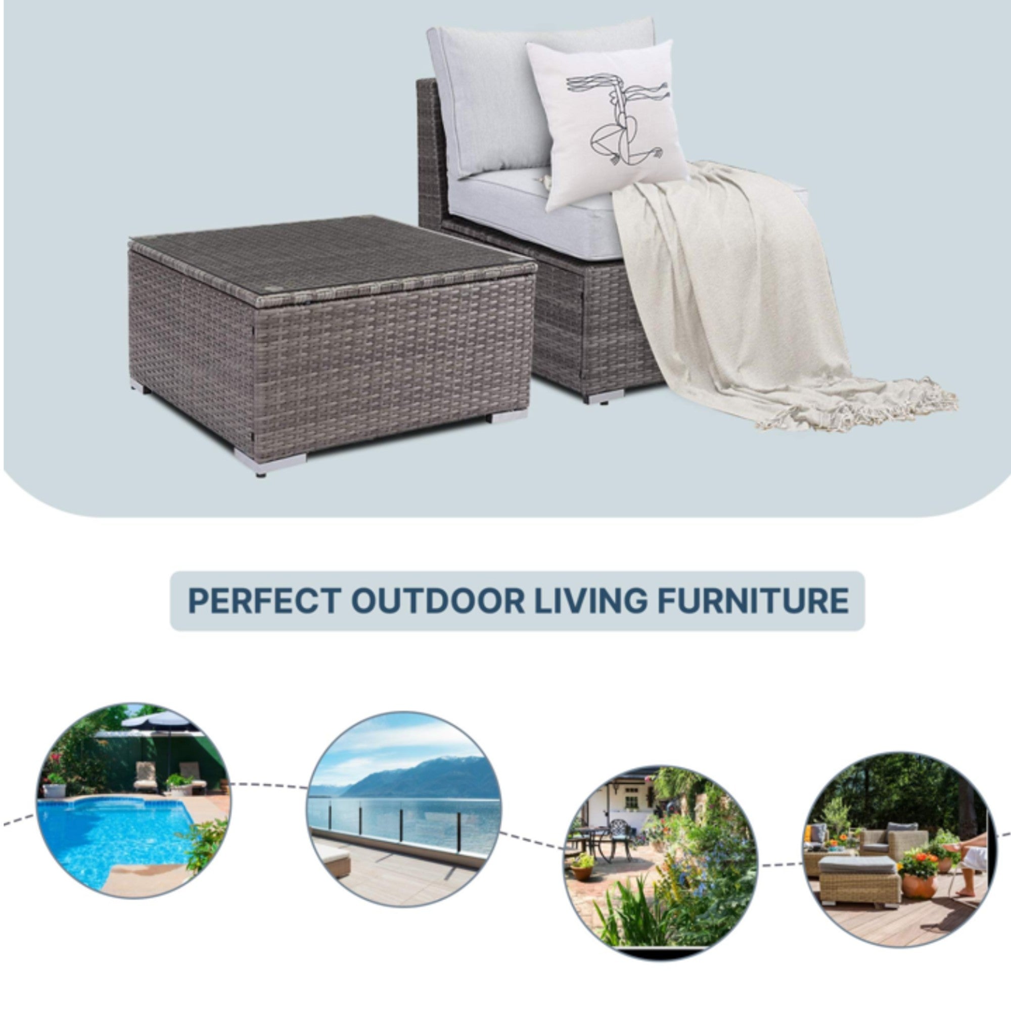 2-Piece All-Weather Outdoor Rattan Patio Furniture Set