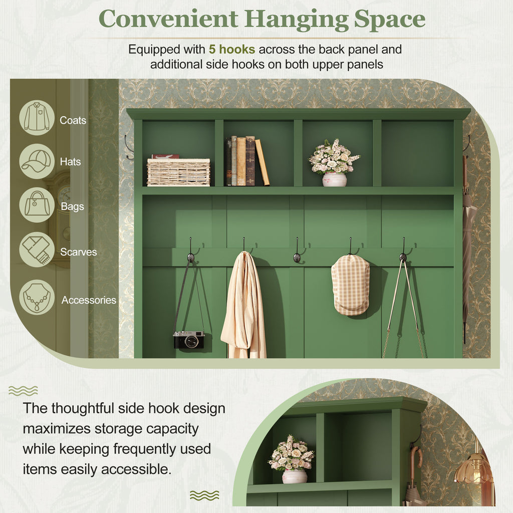 ON-TREND Farmhouse Hall Tree with Storage Bench