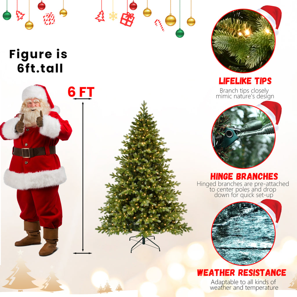 7-Foot Dual-Tone PE & PVC Artificial Christmas Tree, 800 Warm White LED Lights