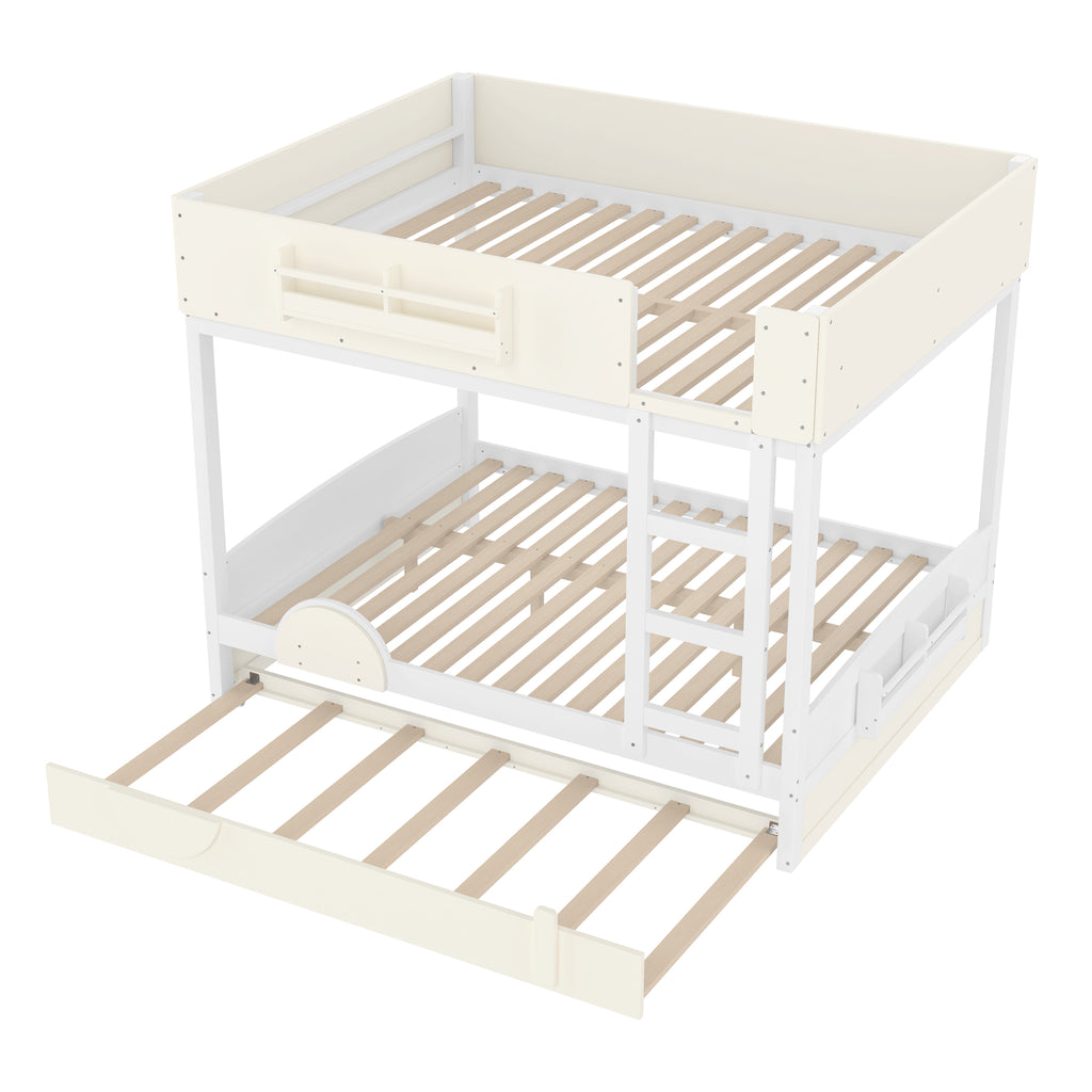 Queen Bunk Bed With Trundle and Bookshelf