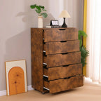 Rustic 5 Drawer Dresser on Wheels