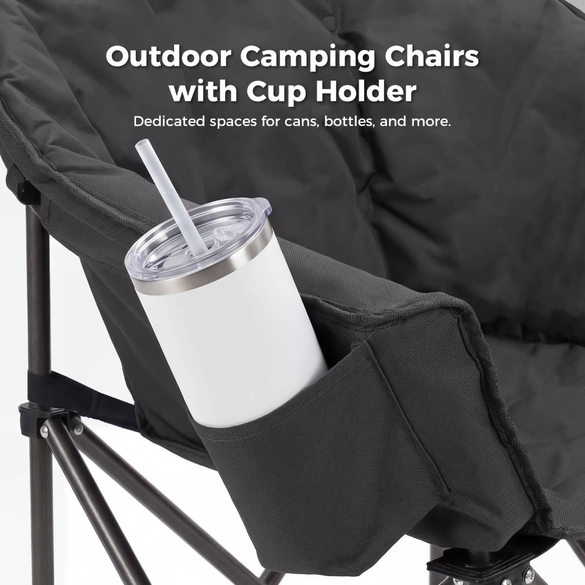 Oversized Camping Chair: Portable Folding Moon Chair with Side Pocket