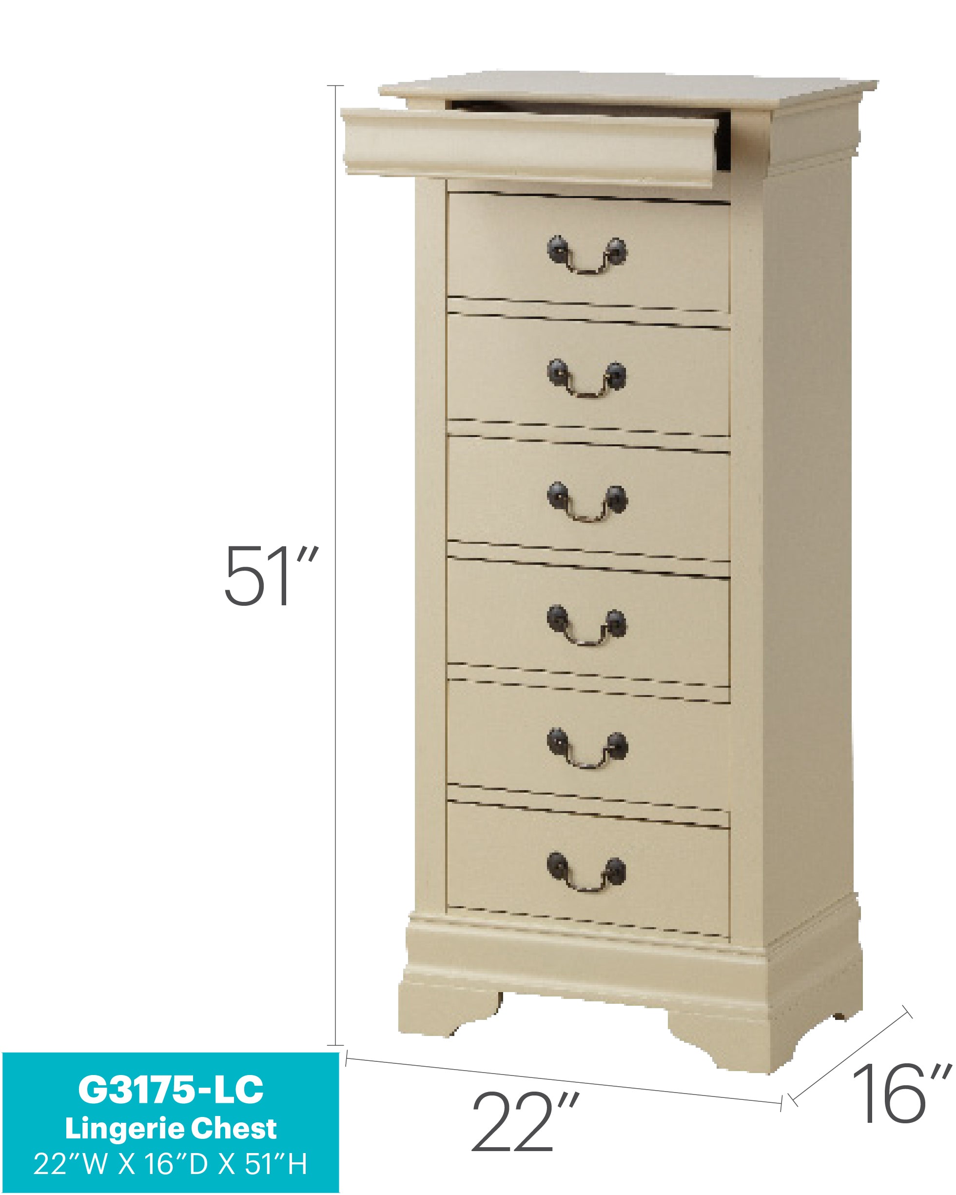 Louis Phillipe G3175-LC Lingerie Chest