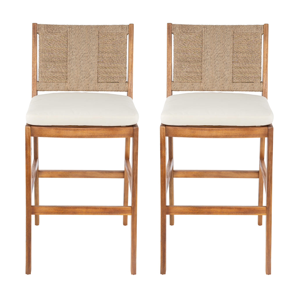 Outdoor Acacia Wood Bar Stools (Set of 2)