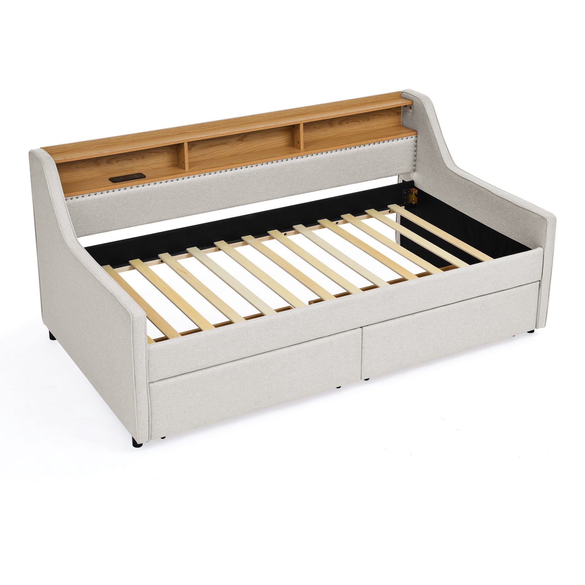 Twin Size Upholstery Sofa Bed with LED Lights