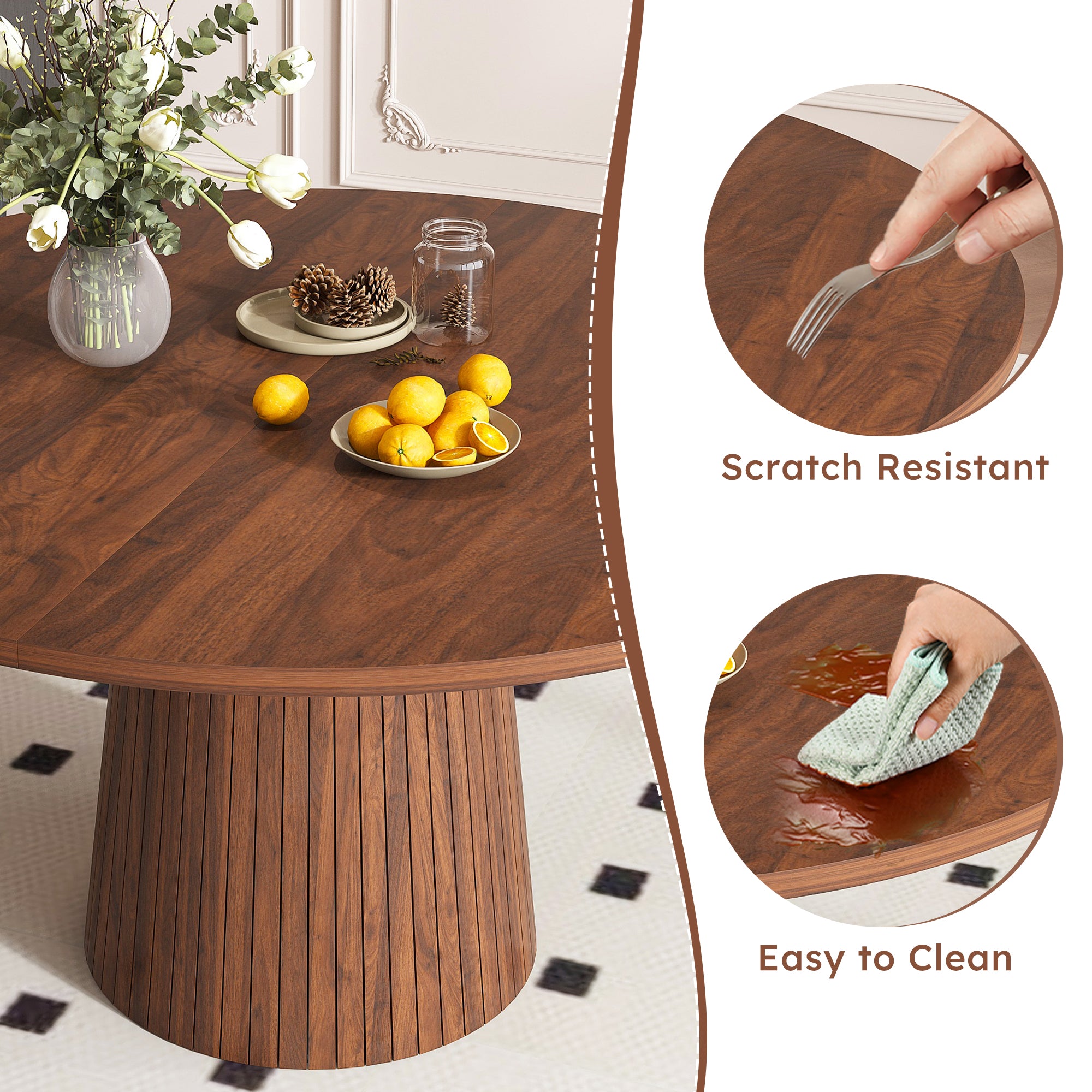 47 Inch Round MDF Dining Table for 4