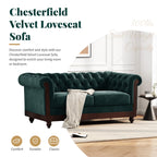 VIVALUX 59.44" Chesterfield Velvet Loveseat Sofa