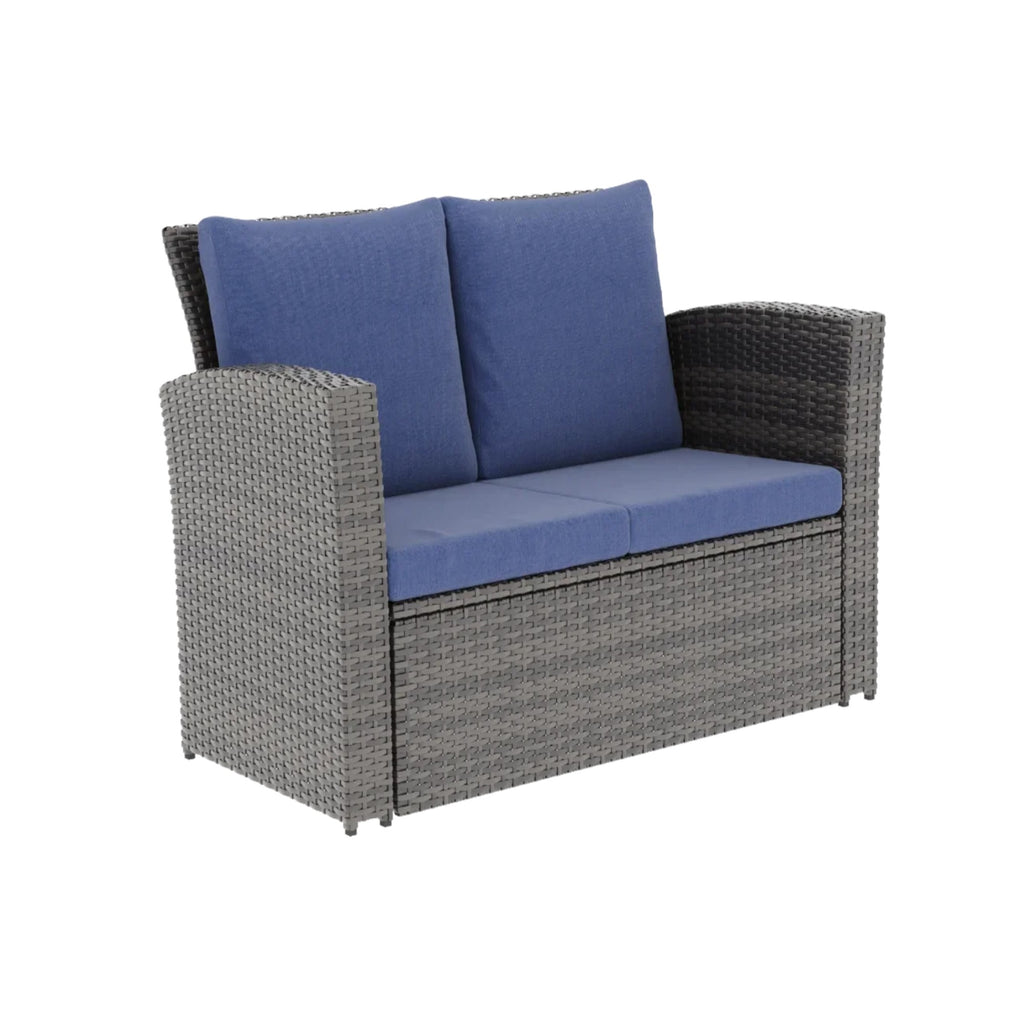 4-Piece Wicker Patio Conversation Set with Glass Table