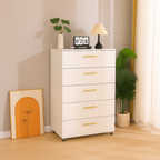 White 5-Drawer Dresser with Handles