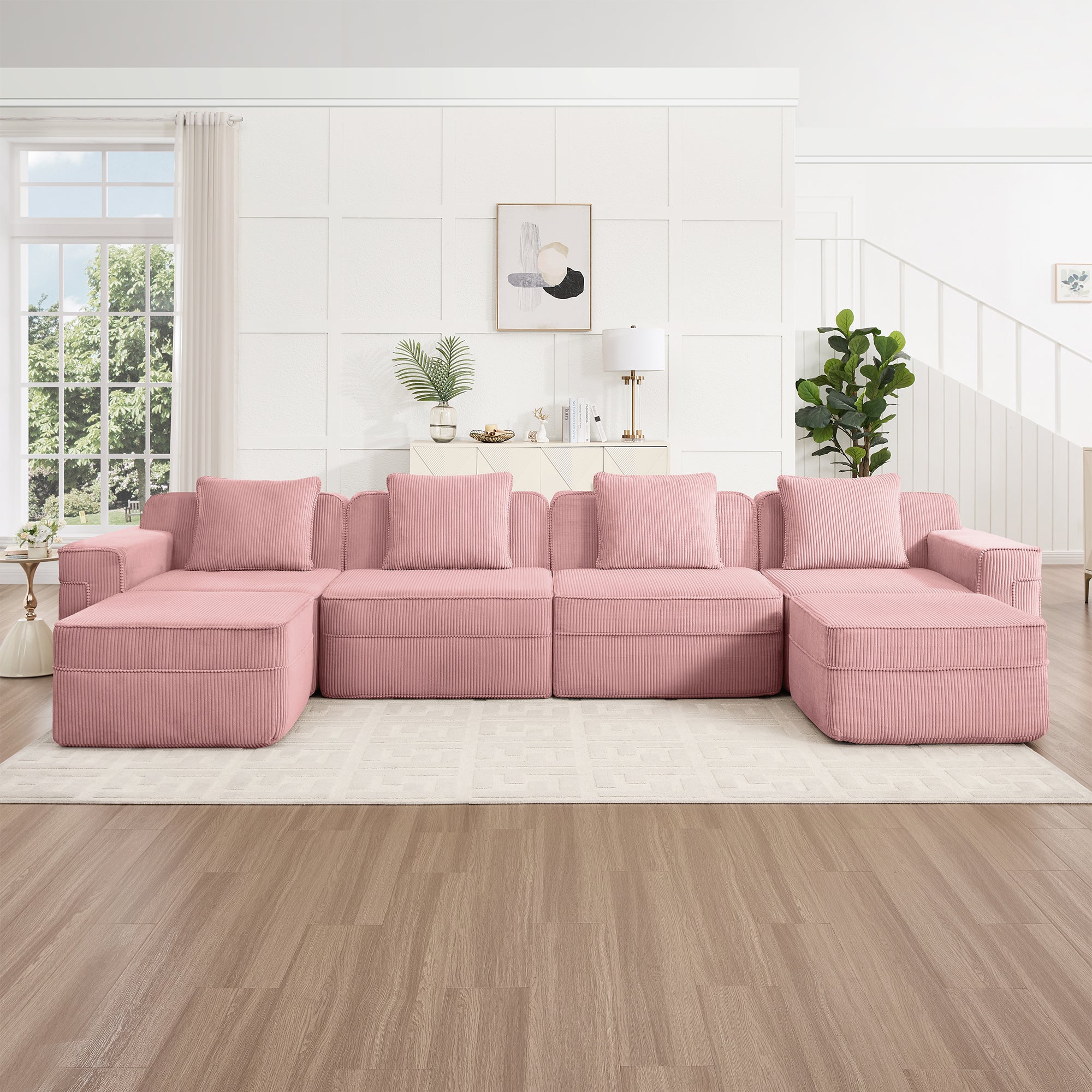 Modular 4 Seat U Shape Sectional Boneless Sofa