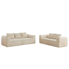 Minimalist 3+2 Seater Corduroy Sofa Set with Curved Lines