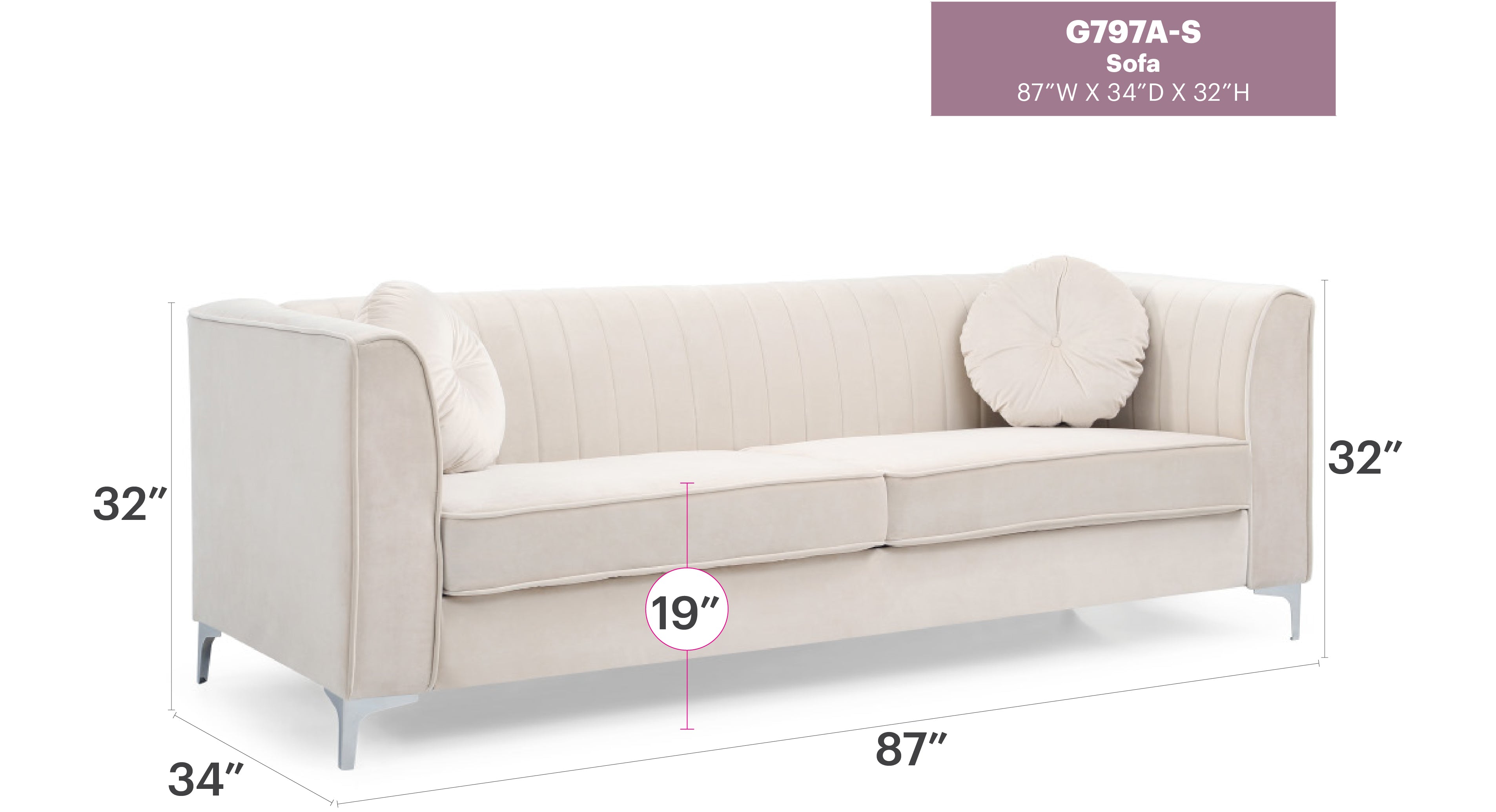 Delray G797A-S Glam Sofa
