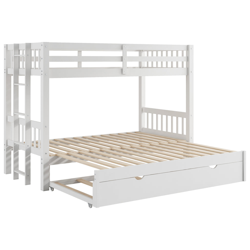 Twin Over Pull-Out Bunk Bed with Trundle, White