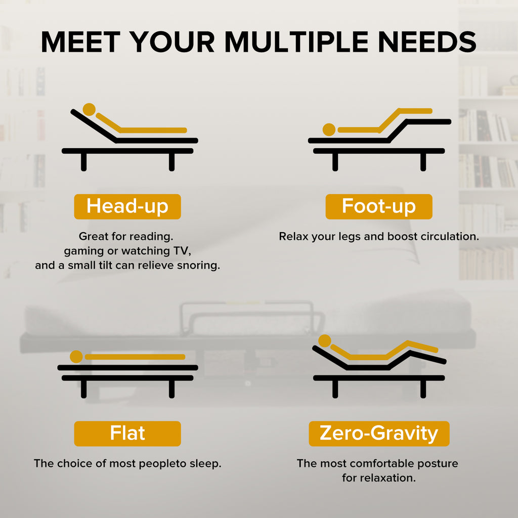 Adjustable Bed Base Frame with Head and Foot Incline