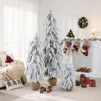 Pre-Lit Flocked Christmas Tree Set of 3