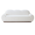 88 in. Round Arm Cloud Curved 3 Seater Modern Upholstered Chenille Sofa, Snow