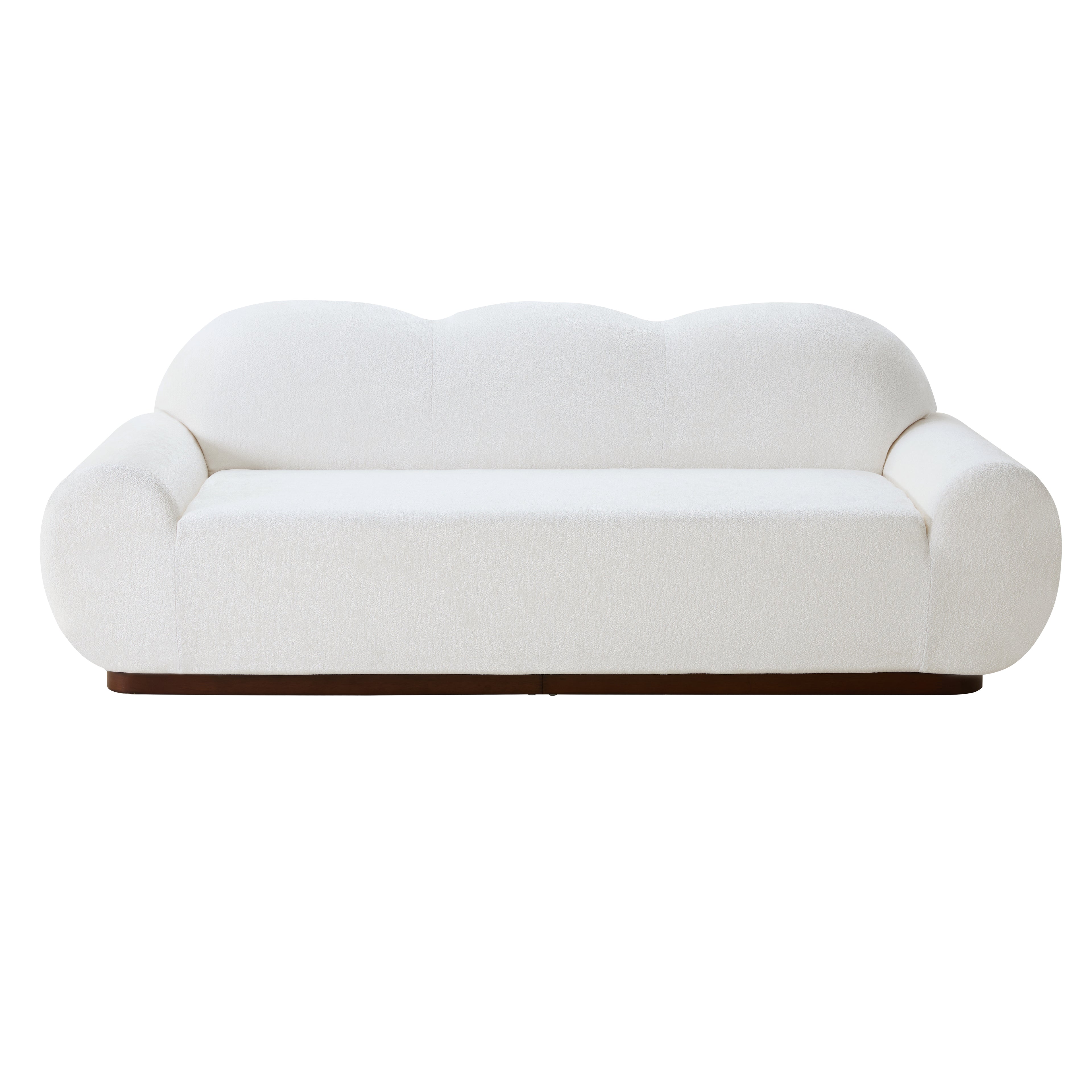 88 in. Round Arm Cloud Curved 3 Seater Modern Upholstered Chenille Sofa, Snow