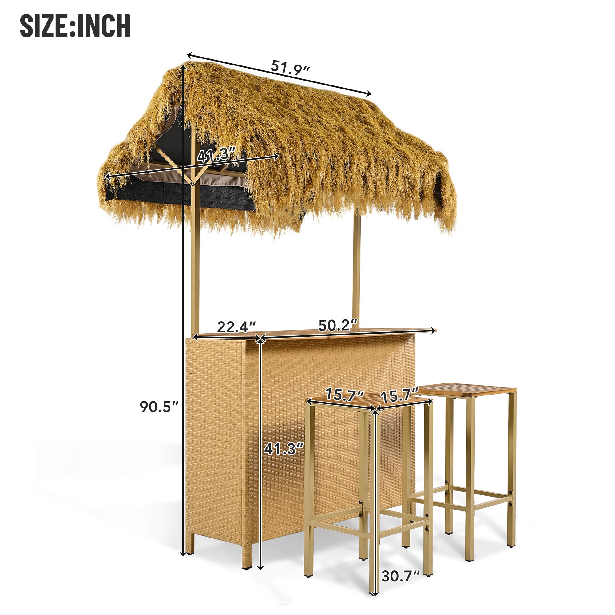GO Hawaiian-Style Bar Height Patio Set