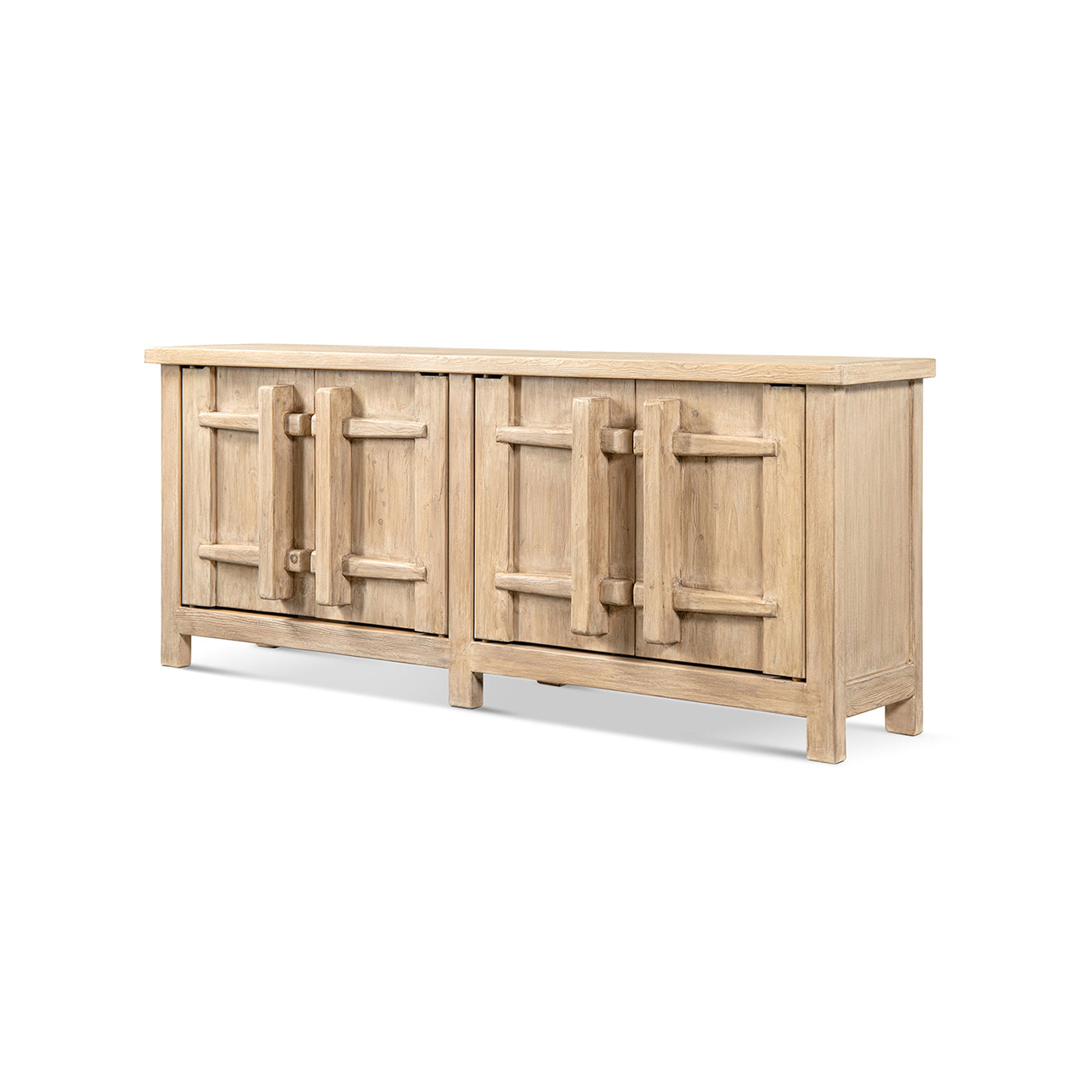 Rowan 91" Reclaimed Pine 4-Door Crossbar Sideboard Cabinet
