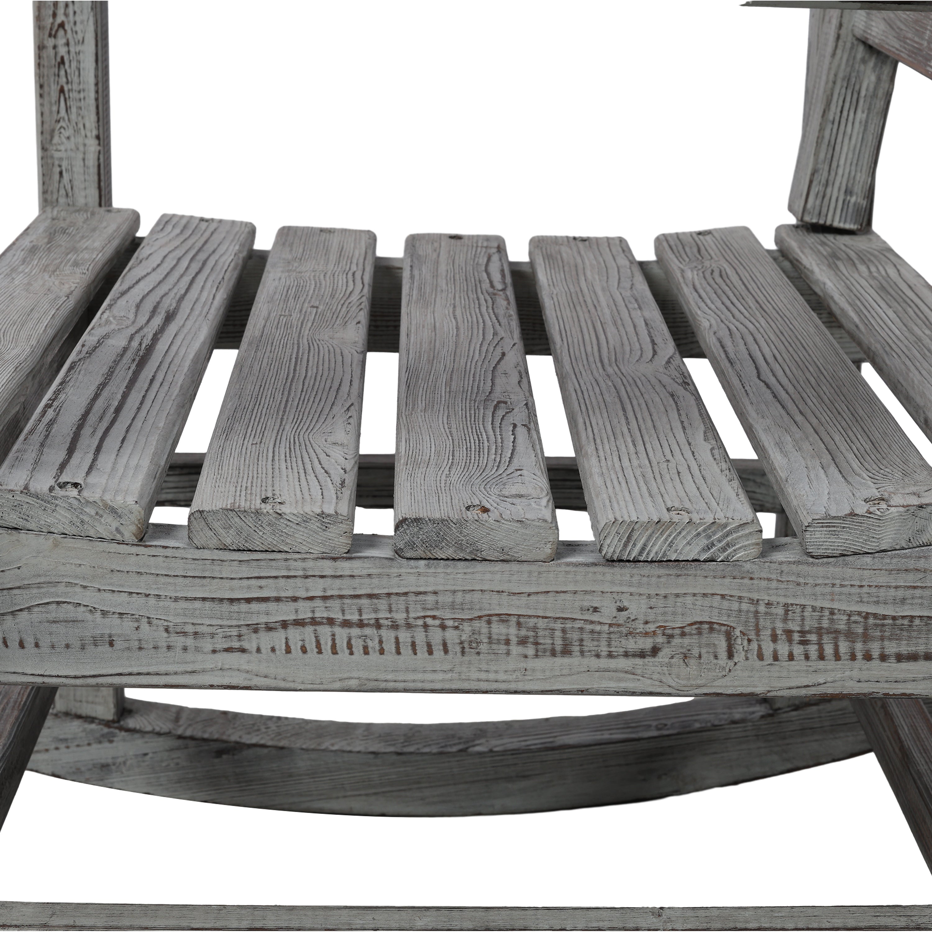 Wooden Oversized Porch Rocker Chair With Wide Seat and Tall Backrest