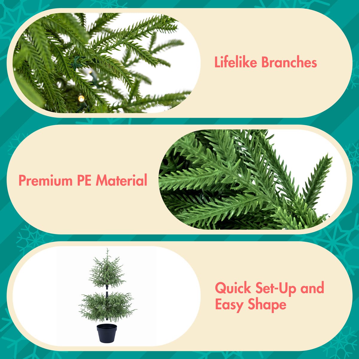 4-Piece Christmas Tree Set – 2 Trees, Wreath, and Garland