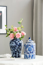 9.5x9.5x18" Porcelain Decorative Ginger Jar