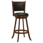 Chestnut Bar Stool Set with Black Upholstered Seat
