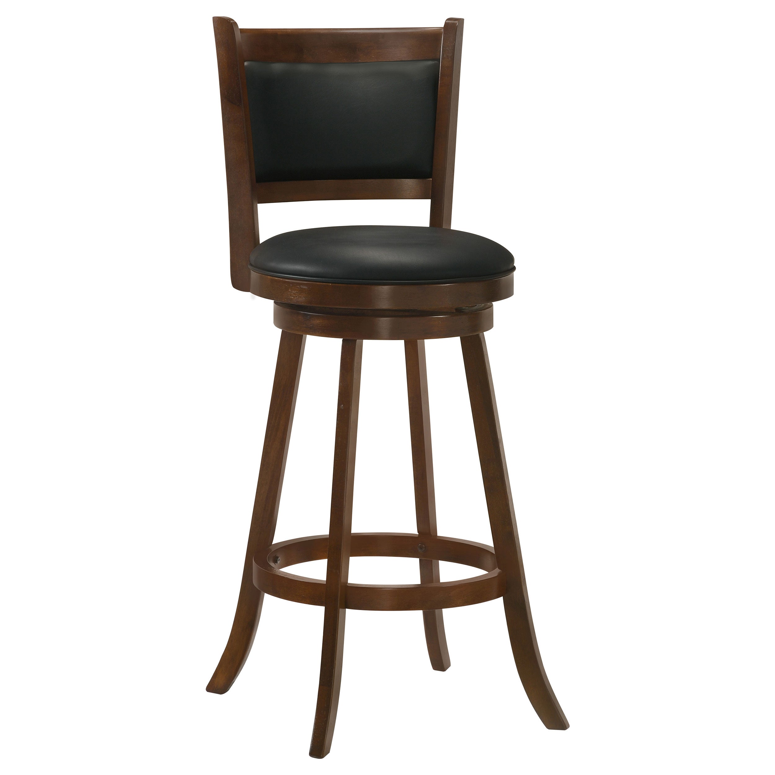 Chestnut Bar Stool Set with Black Upholstered Seat