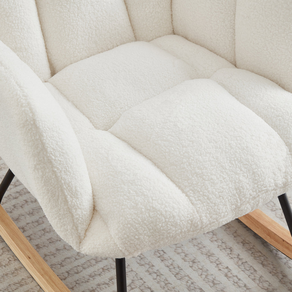 Tufted Upholstered Teddy Fabric Glider Chair for Living Room