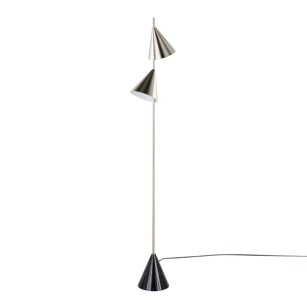 65" Contemporary Metal Floor Lamp in Plated Nickel
