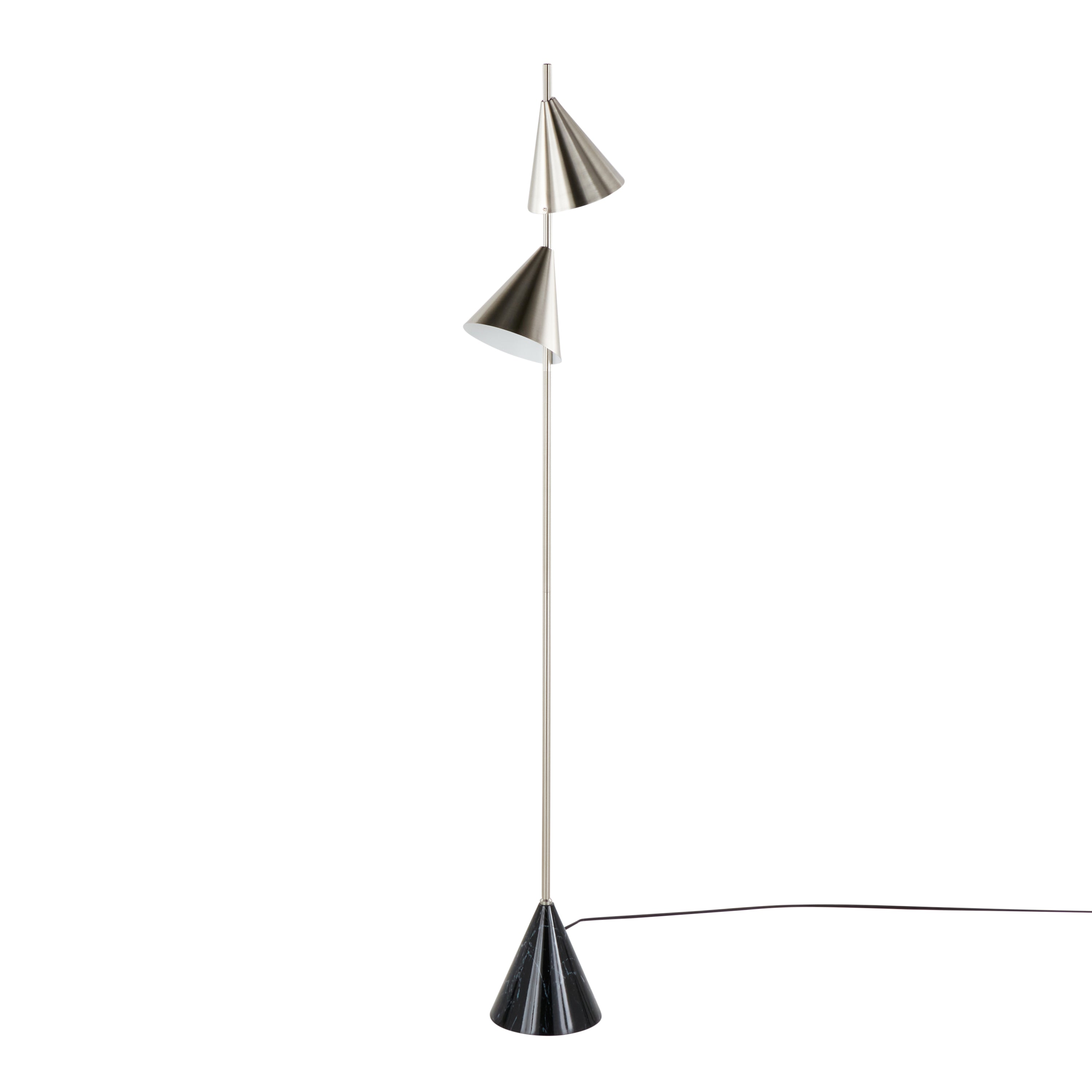 65" Contemporary Metal Floor Lamp in Plated Nickel