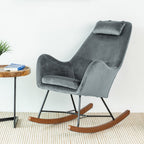 Hannah Mid Century Modern Rocking Chair In Dark Grey