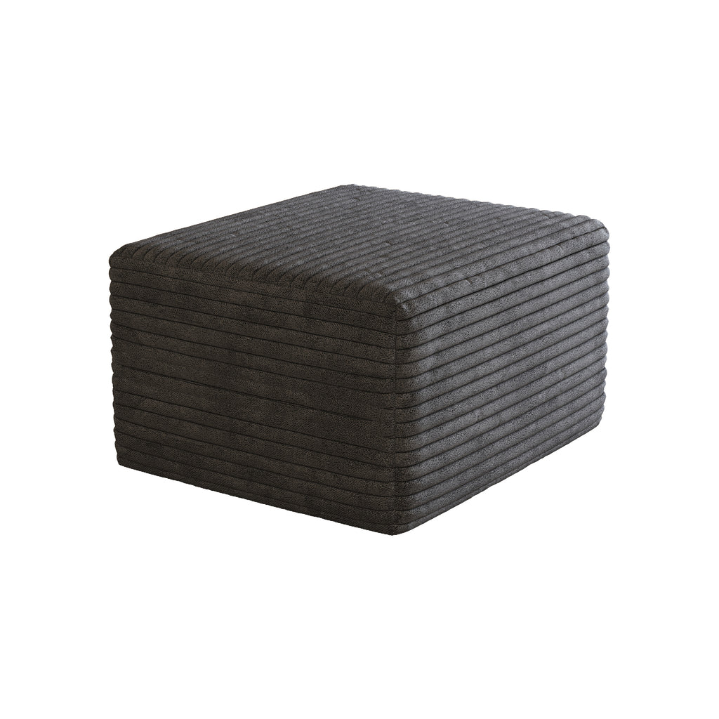 Dark Grey Plush Corduroy Sofa Ottoman