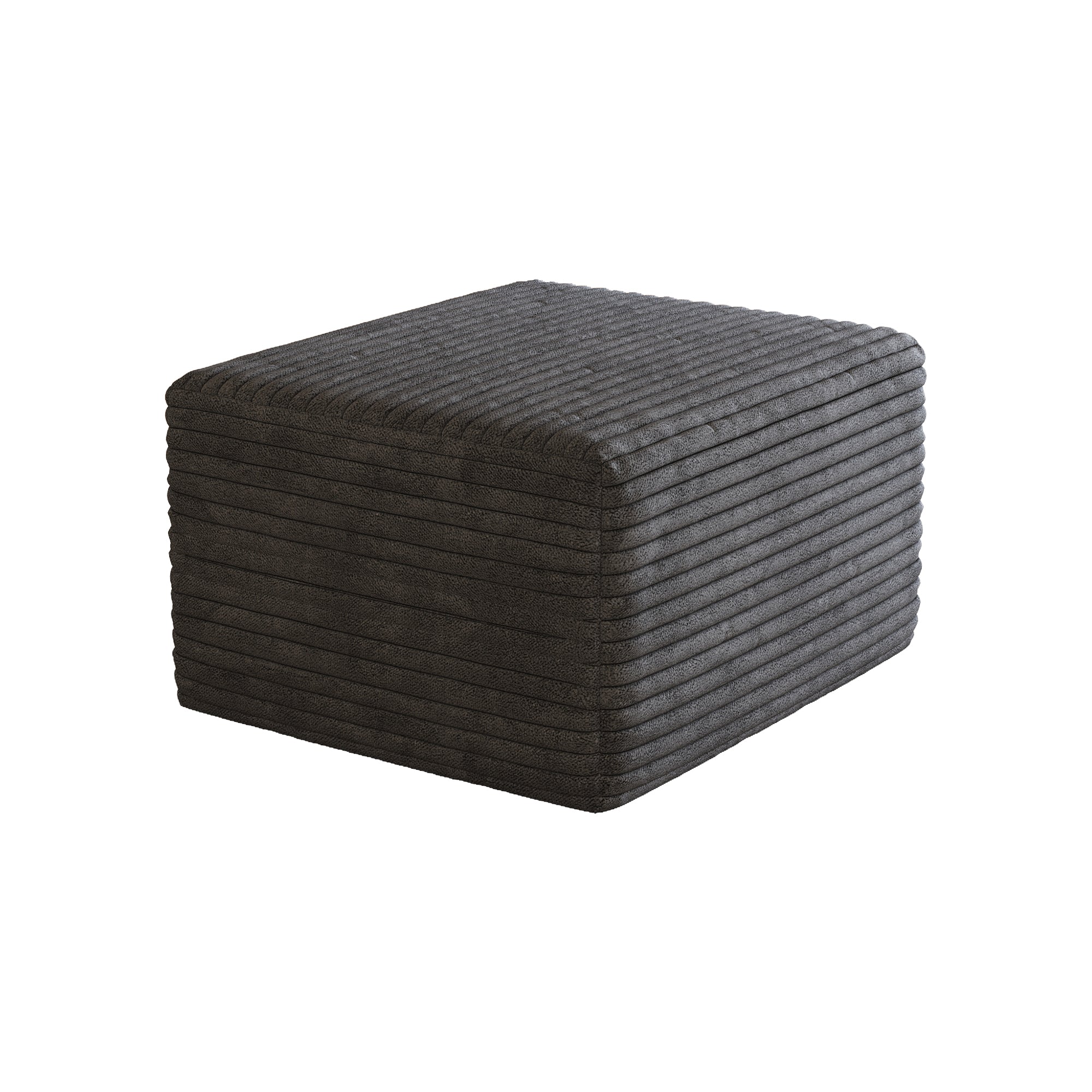Dark Grey Plush Corduroy Sofa Ottoman
