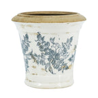 7.1" Ceramic Planter with Floral Pattern, Set of 2
