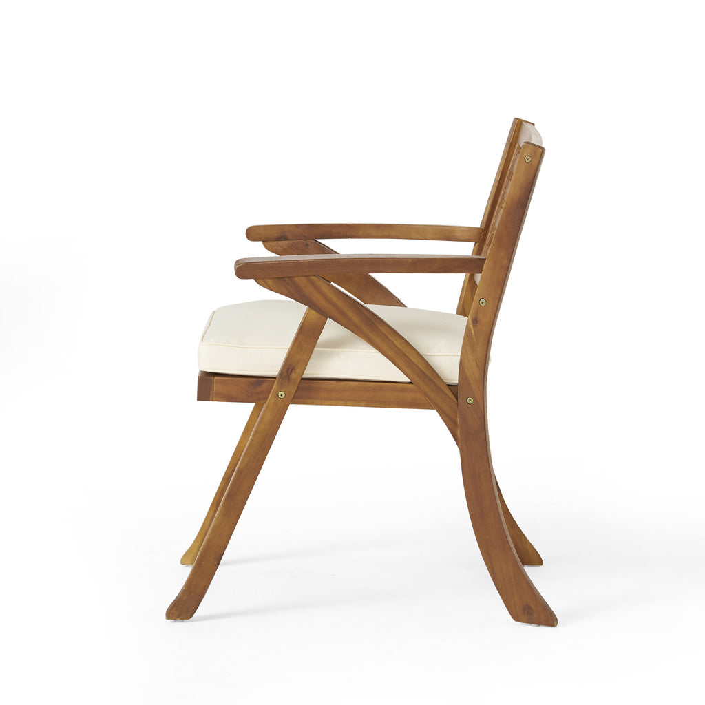 Outdoor 7 Pieces Acacia Wood Dining Set with Handwoven Rattan Legs