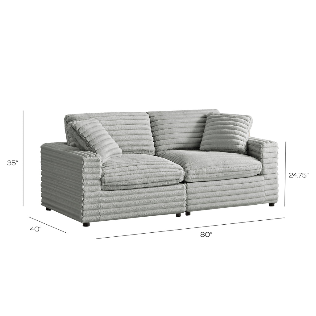 Jenny 2-Piece Sofa Sectional in Plush Polyester Cord-Like Fabric
