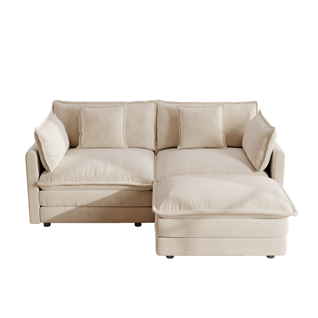 Chenille Two-Seater Sofa with Footrest