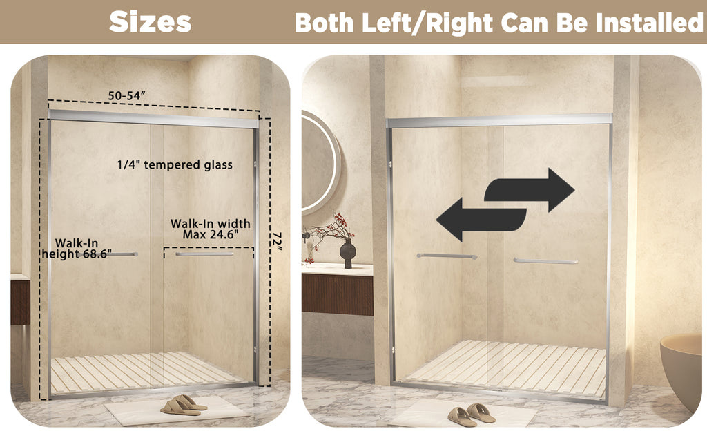 Double Sliding Shower Door with Aluminum Frame