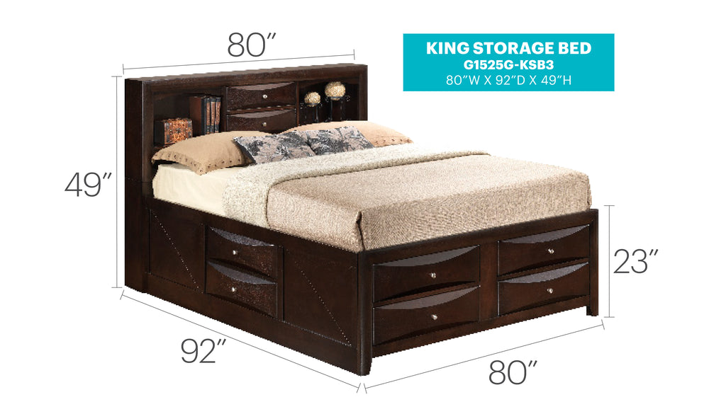 Marilla King Storage Bed in Cappuccino