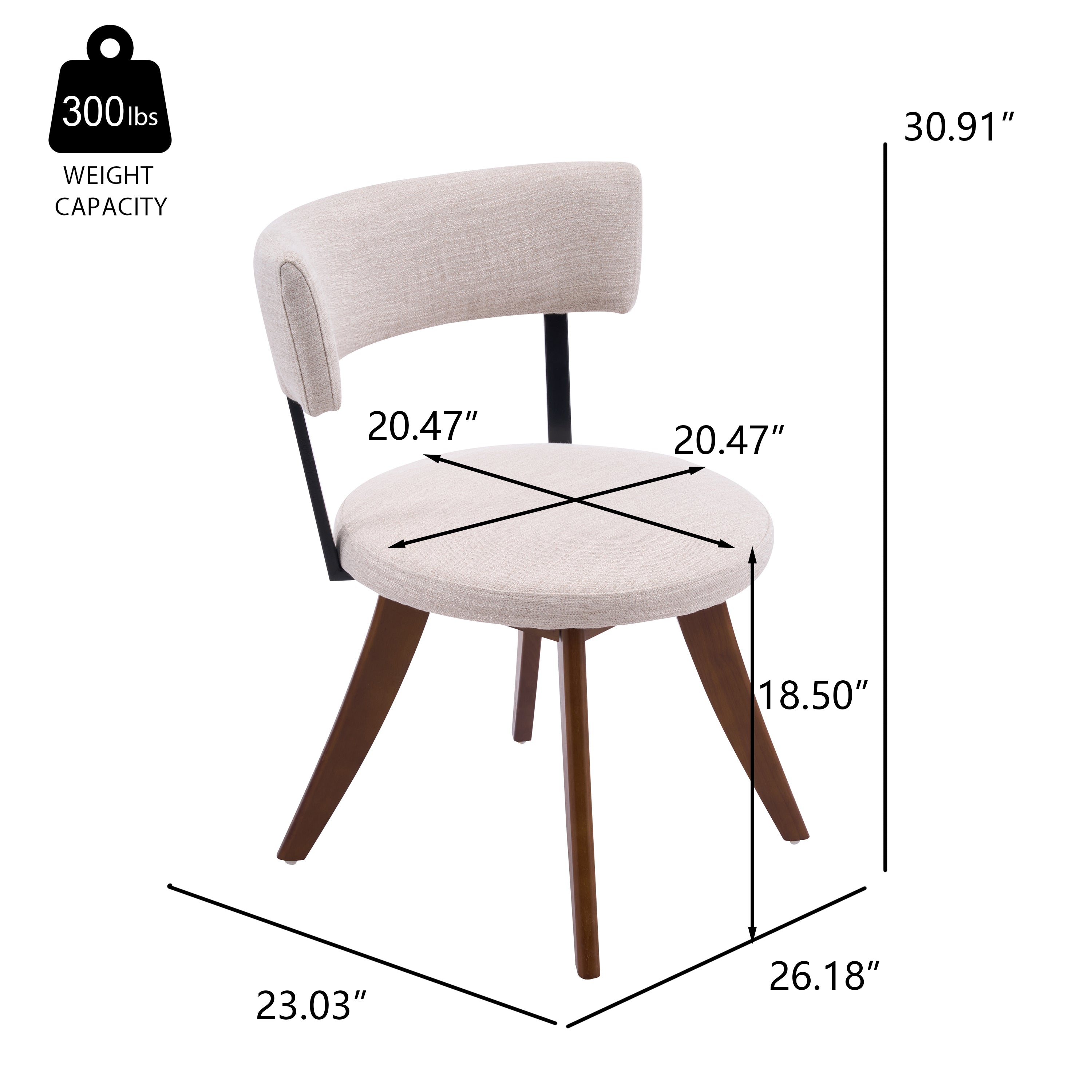 Modern Upholstered Dining Chairs with Curved Back