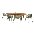 7 Pieces Outdoor Modern Expandable Dining Set with Stackable Chair