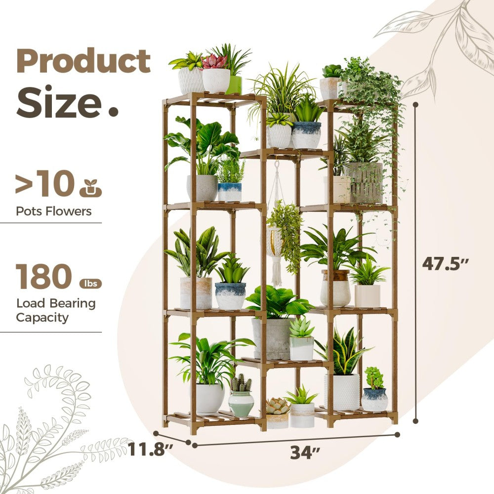 Multiple Plants Pots Wood Flower Stand
